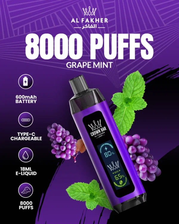 Al Fakher Crown Bar 8000 Dual Grape Mint